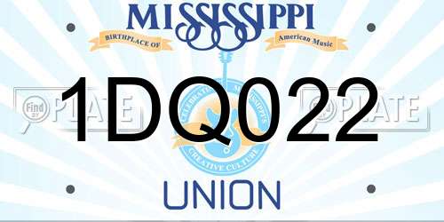 1DQ022 Mississippi License Plate