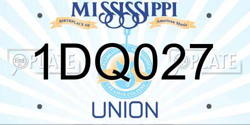 1DQ027 Mississippi License Plate