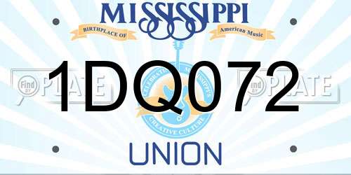 1DQ072 Mississippi License Plate