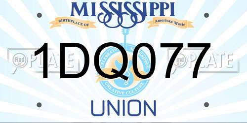 1DQ077 Mississippi License Plate