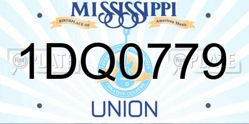 1DQ0779 Mississippi License Plate