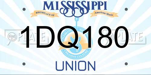 1DQ180 Mississippi License Plate