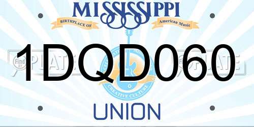 1DQD060 Mississippi License Plate