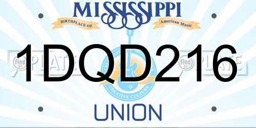 1DQD216 Mississippi License Plate