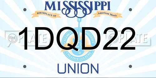 1DQD22 Mississippi License Plate
