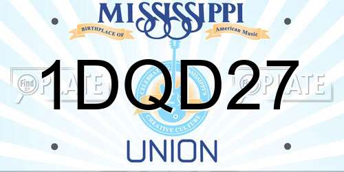 1DQD27 Mississippi License Plate