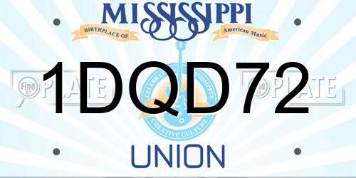 1DQD72 Mississippi License Plate
