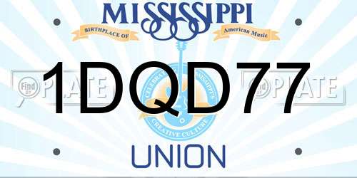 1DQD77 Mississippi License Plate