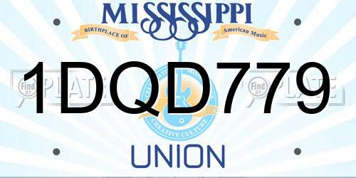 1DQD779 Mississippi License Plate