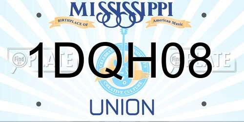 1DQH08 Mississippi License Plate