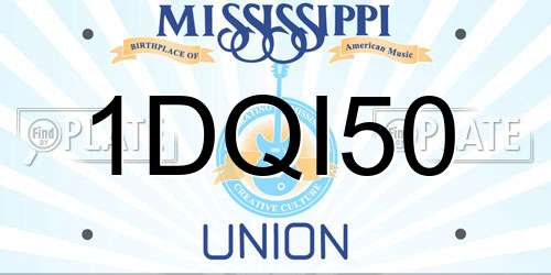 1DQI50 Mississippi License Plate