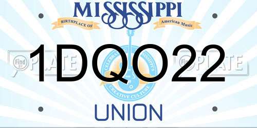 1DQO22 Mississippi License Plate