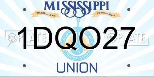 1DQO27 Mississippi License Plate