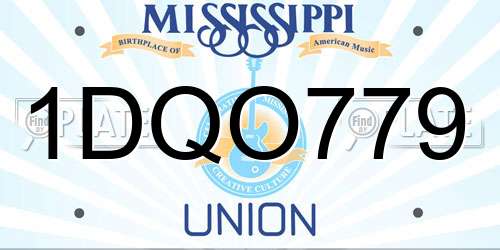 1DQO779 Mississippi License Plate