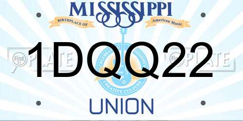 1DQQ22 Mississippi License Plate