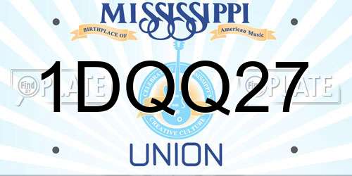 1DQQ27 Mississippi License Plate