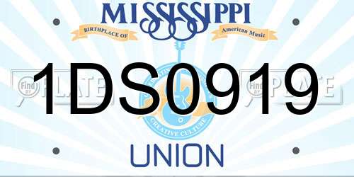 1DS0919 Mississippi License Plate