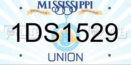 1DS1529 Mississippi License Plate