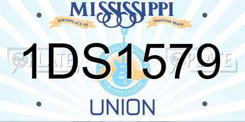 1DS1579 Mississippi License Plate