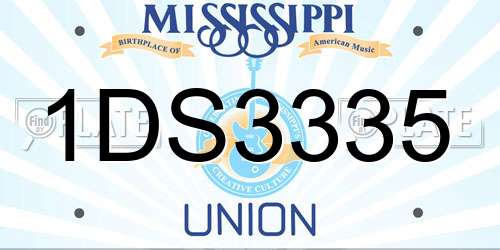 1DS3335 Mississippi License Plate