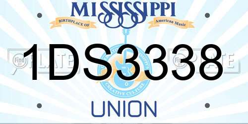 1DS3338 Mississippi License Plate