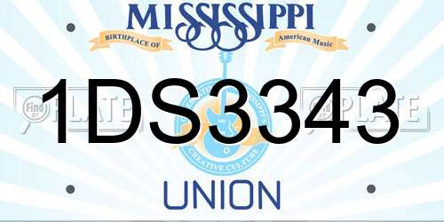 1DS3343 Mississippi License Plate