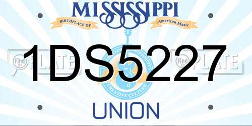 1DS5227 Mississippi License Plate
