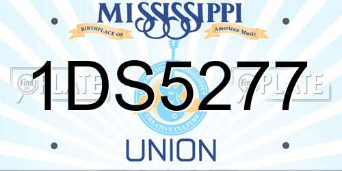 1DS5277 Mississippi License Plate