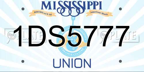 1DS5777 Mississippi License Plate