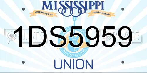 1DS5959 Mississippi License Plate
