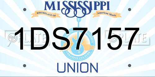 1DS7157 Mississippi License Plate