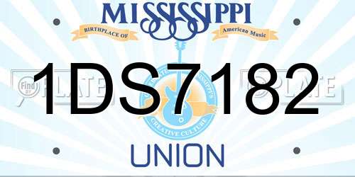 1DS7182 Mississippi License Plate