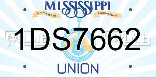1DS7662 Mississippi License Plate