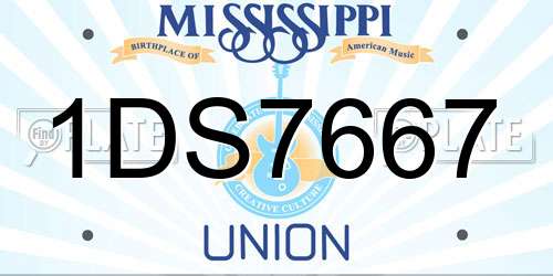 1DS7667 Mississippi License Plate