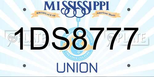 1DS8777 Mississippi License Plate