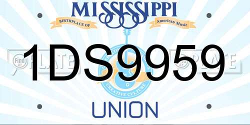 1DS9959 Mississippi License Plate