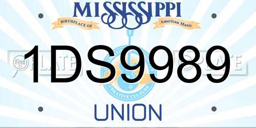 1DS9989 Mississippi License Plate