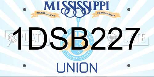 1DSB227 Mississippi License Plate