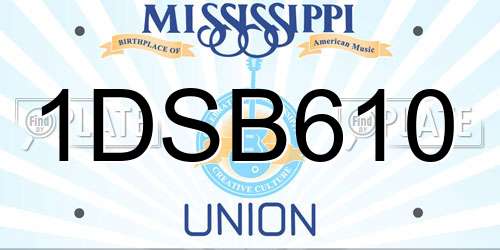1DSB610 Mississippi License Plate