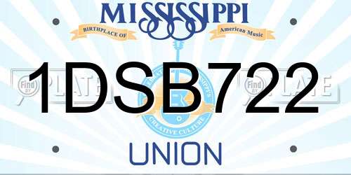 1DSB722 Mississippi License Plate