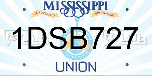 1DSB727 Mississippi License Plate