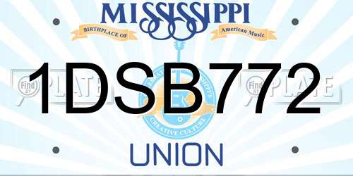 1DSB772 Mississippi License Plate