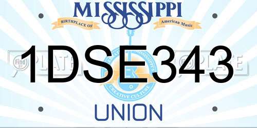 1DSE343 Mississippi License Plate