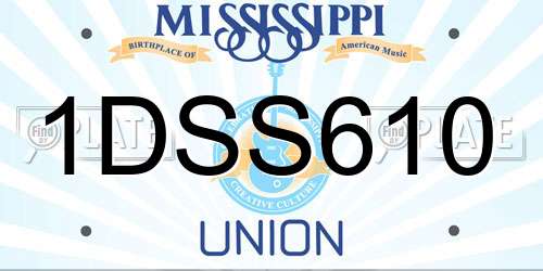 1DSS610 Mississippi License Plate