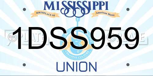 1DSS959 Mississippi License Plate