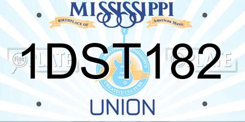 1DST182 Mississippi License Plate