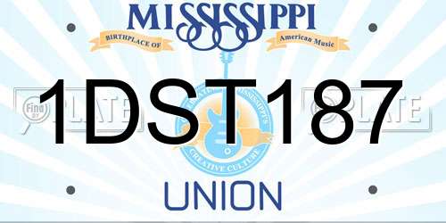 1DST187 Mississippi License Plate