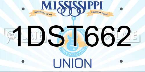 1DST662 Mississippi License Plate