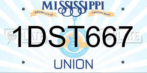 1DST667 Mississippi License Plate