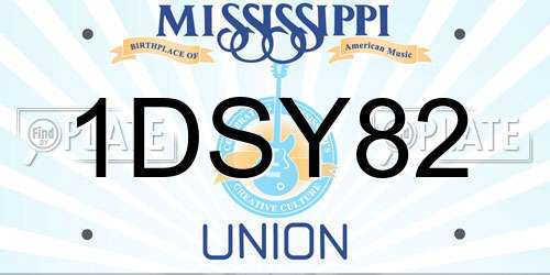 1DSY82 Mississippi License Plate